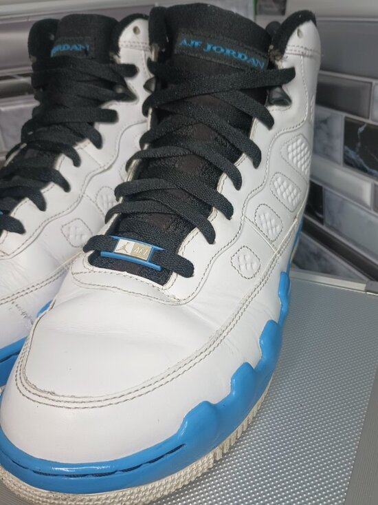 Air Jordan Fusion 9 White/ Powder Blue -Air Jordan 9 x Air Force One, Sz 11 RARE main image 10